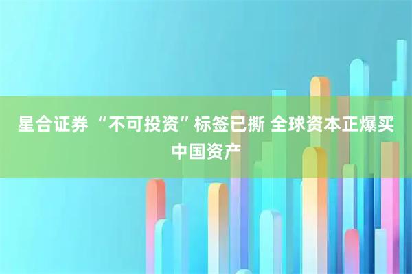 星合证券 “不可投资”标签已撕 全球资本正爆买中国资产